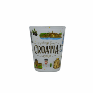 Staklena šalica "Greetings from Croatia" – bijela